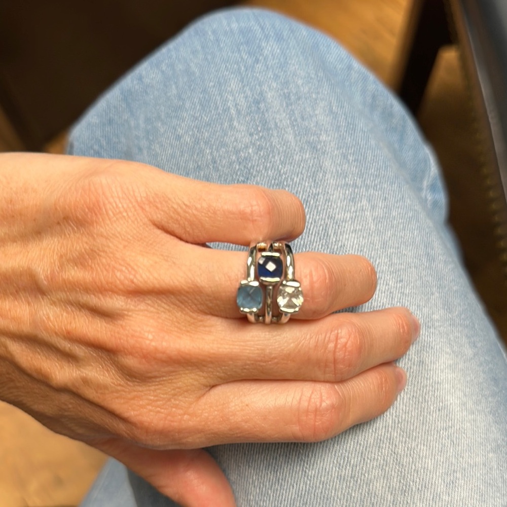 Silver Ring with Blue and Clear Stones